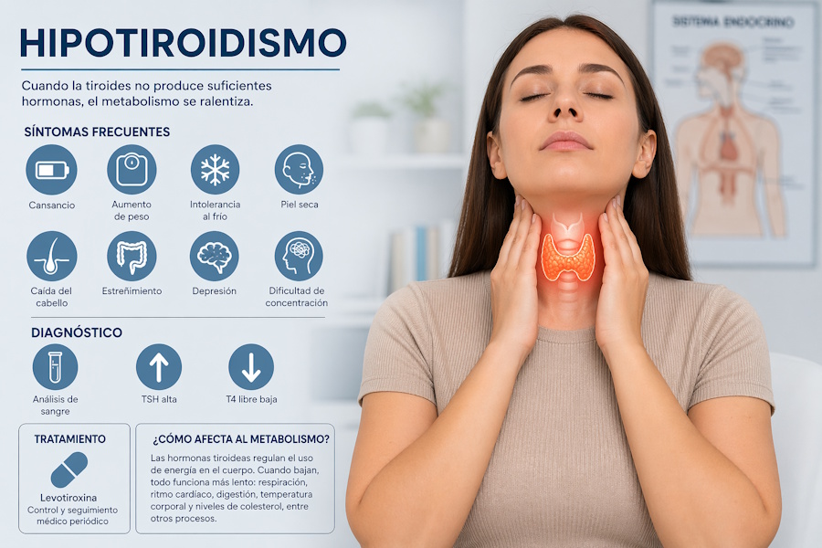 Hipotiroidismo, conoce sus síntomas, diagnóstico y cómo afecta tu metabolismo